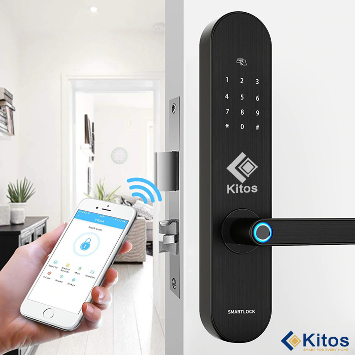 khóa mở bằng vân tay và wi-fi từ xa